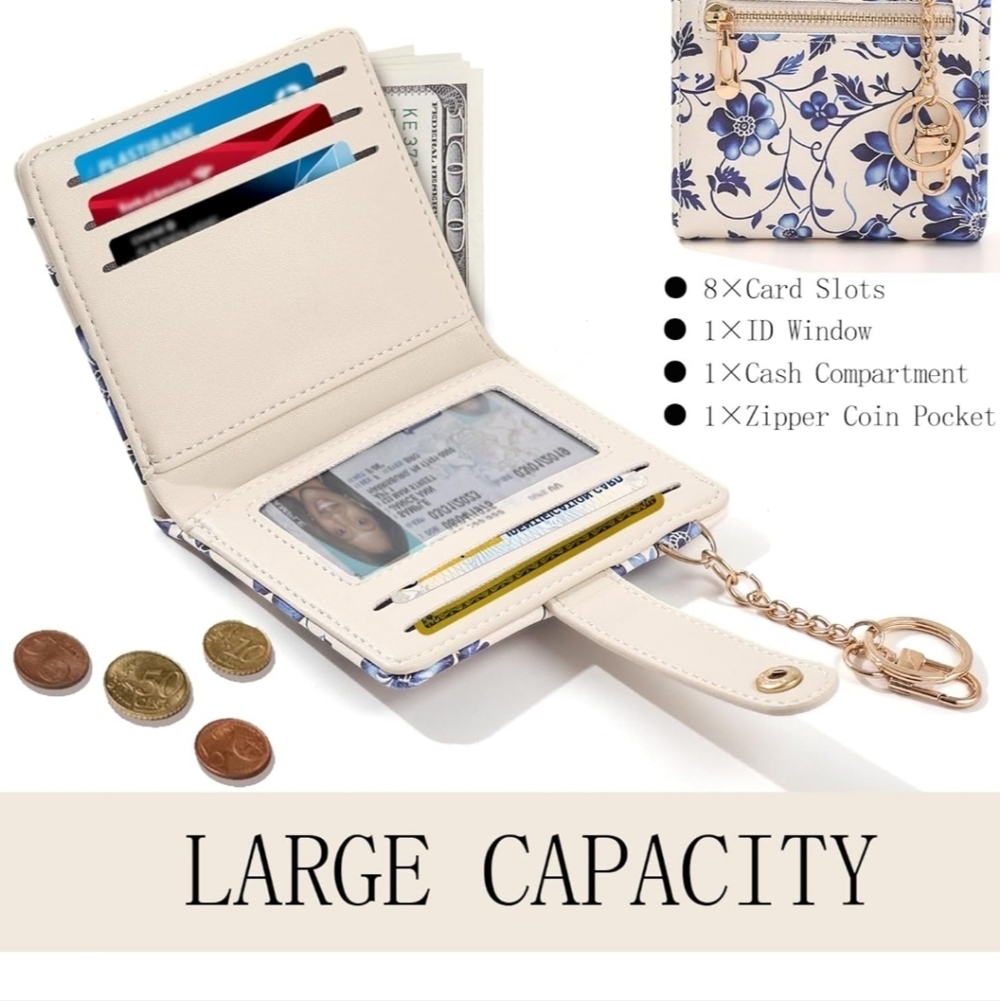 Floral Blue and Cream Wallet - Picture 5 of 6